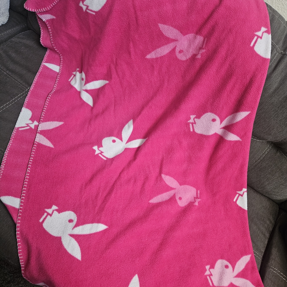 PLAYBOY Pink and White Blanket